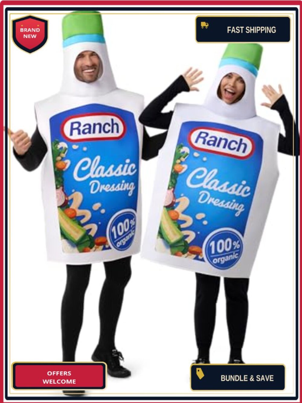 Adult Ranch Dressing Bottle Costume Tunic Halloween Cosplay